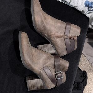 Soda Brown Ankle Booties with Buckle